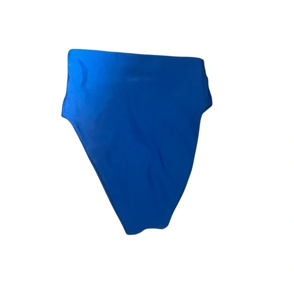 Keva J Madison High Waist  Asymmetrical Bikini Bottom In Blue, NWT